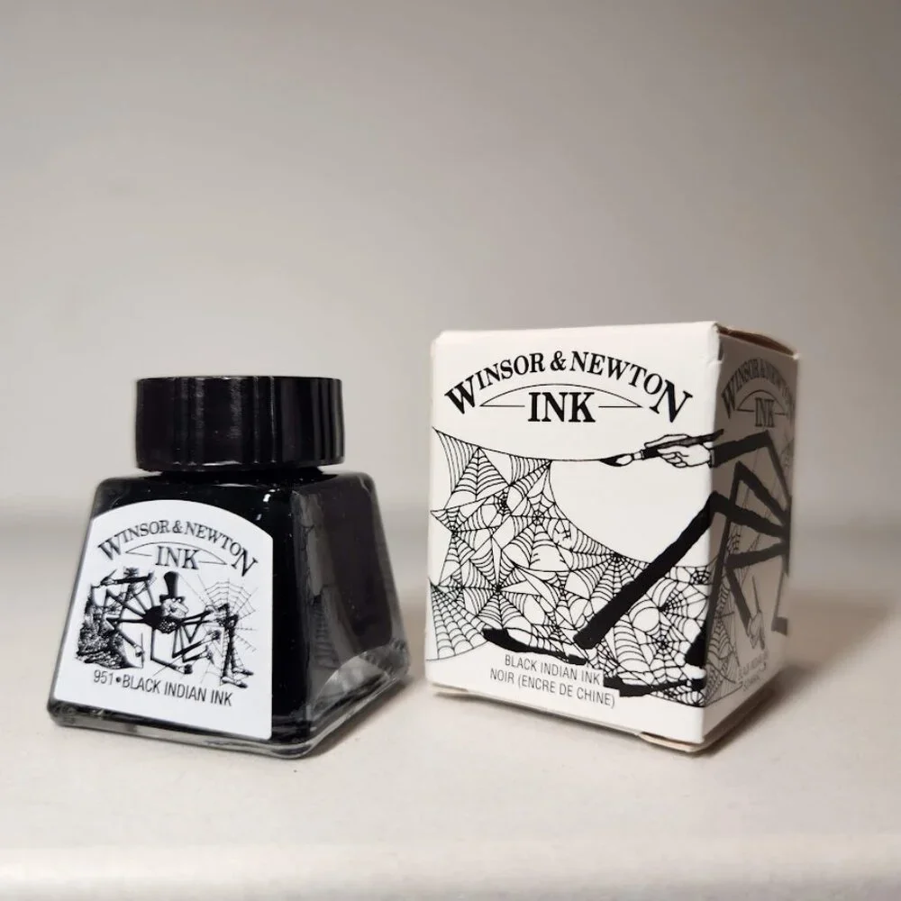 Winsor & Newton Drawing Indian Ink 14ml Bottle Black 951 Shimmer NEW Art Suppy